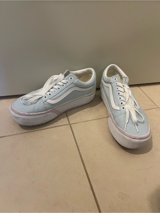 Vans Shoes - Vans Low Top Sneakers - Light Blue, White & Pink Accent